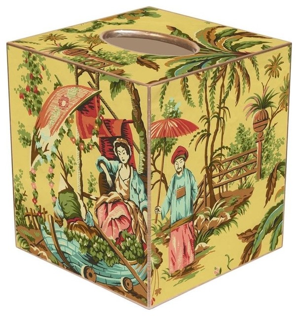 Red Chinoiserie Wastepaper Basket