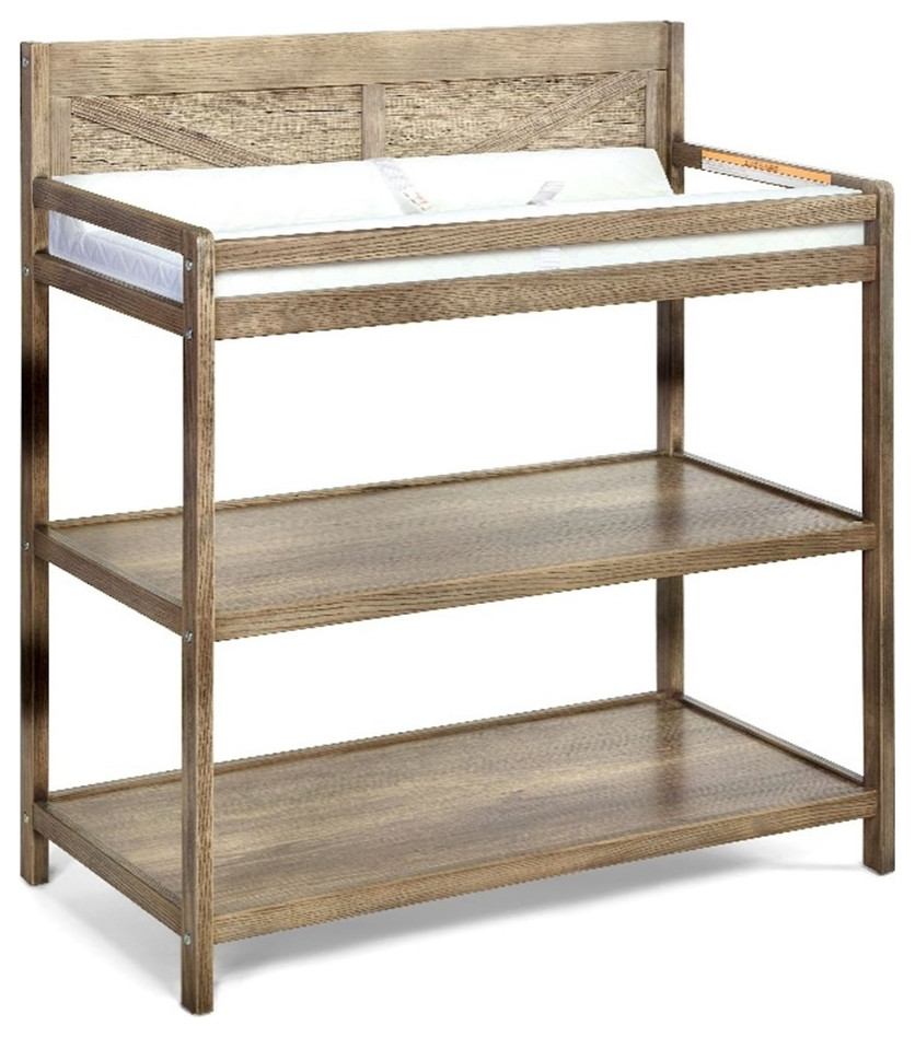 Suite Bebe Barnside Farmhouse Wood Changing Table in Vintage Chestnut