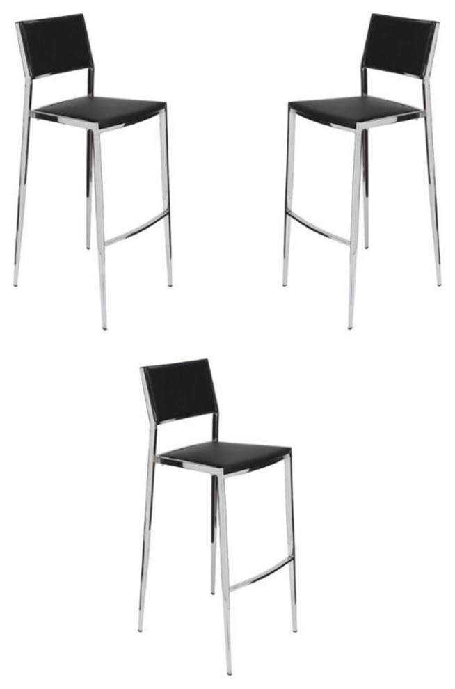 Home Square Aaron 24.75" Faux Leather Stackable Bar Stool in White