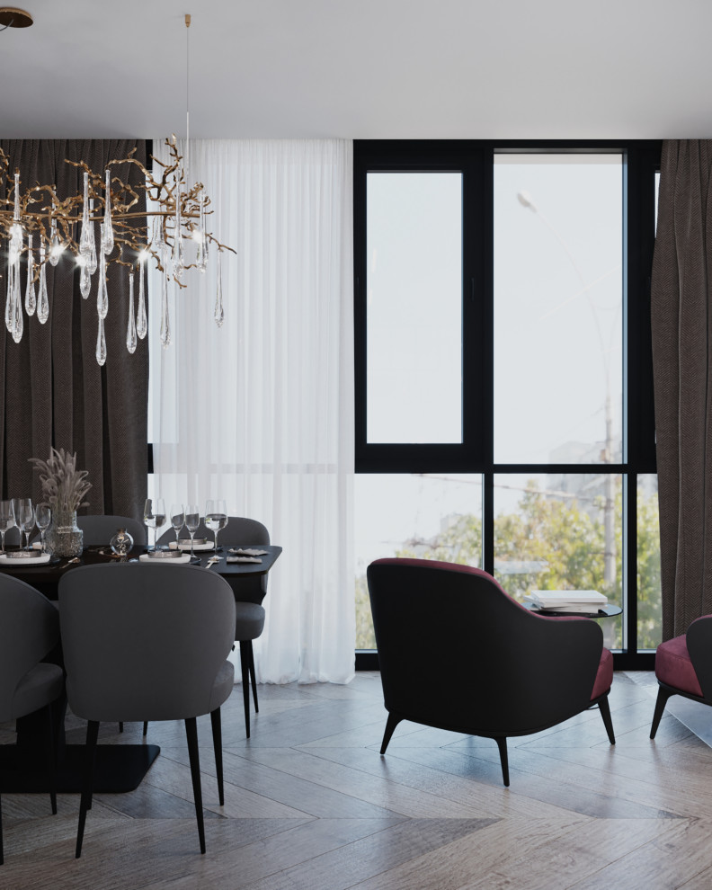 Кухня-гостиная+санузел в стиле Неоклассика