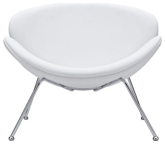 Roslyn Upholstered Vinyl Lounge Chair, White Midcentury Armchairs And Accent Chairs by