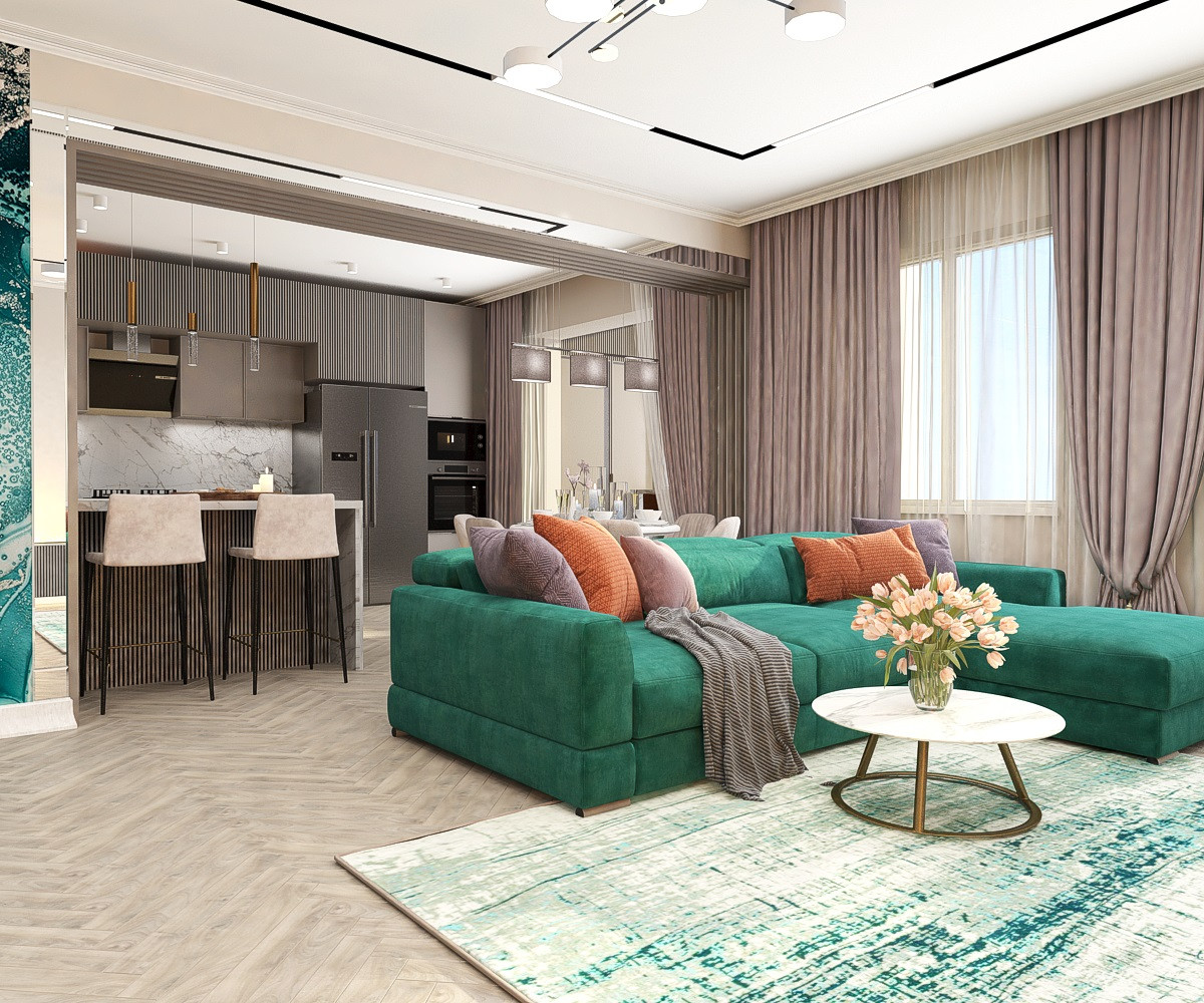 Дизайн-проект кухни-гостиной площадью 66 кв.м