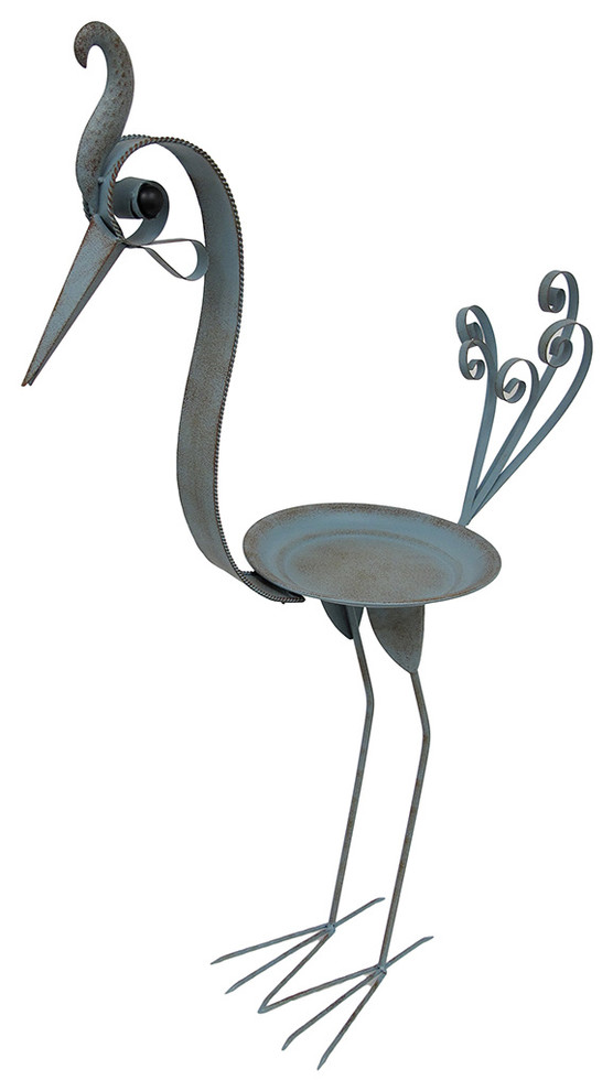Peacock Standing Decorative Metal Bird Feeder Sculpture