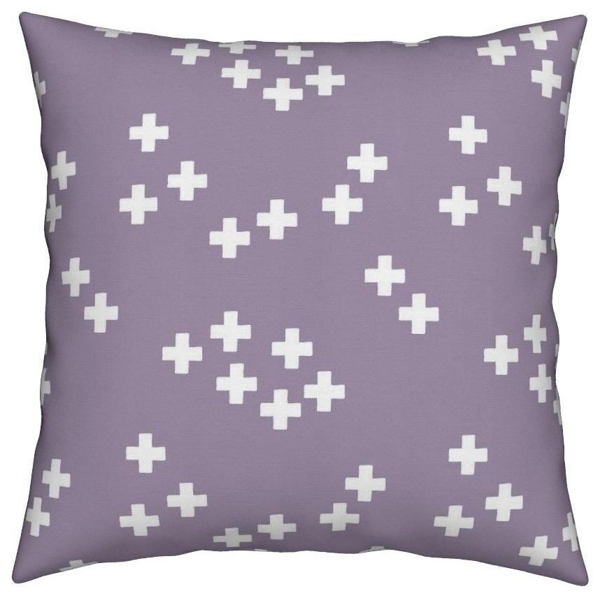 Violet Cross Plus Geometric Scandinavian Throw Pillow Linen Cotton