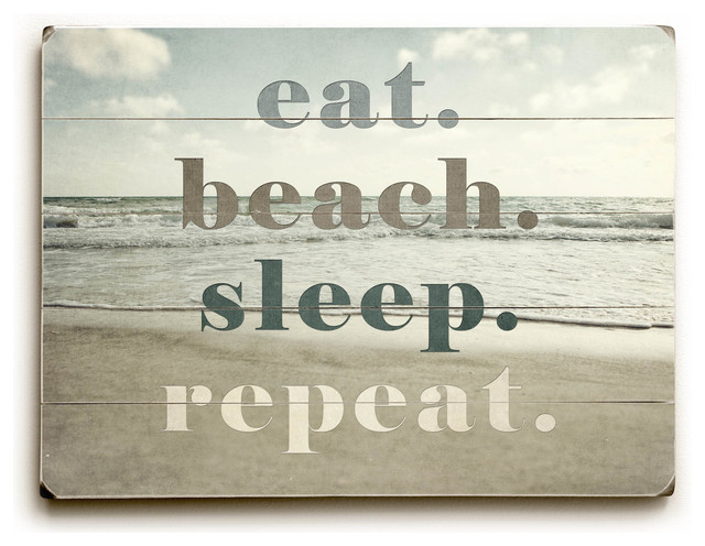 Eat Beach Sleep Repeat Wooden Sign - Beach Style - Novelty Signs - by