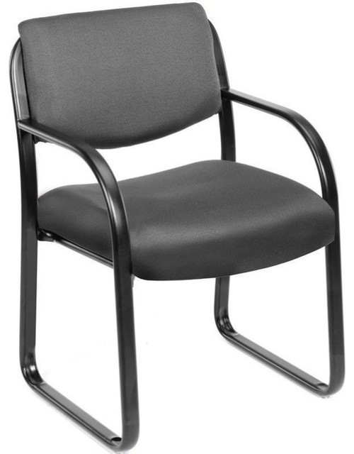 Scranton & Co Fabric Upholstered Guest Chair with Arms in Gray