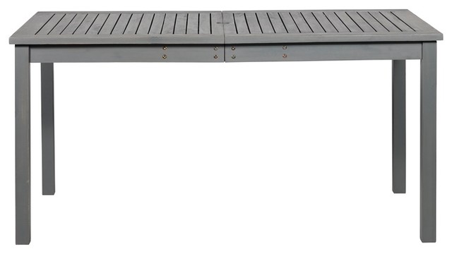 Walker Edison Simple Outdoor Wood Patio Dining Table in Gray Wash ...