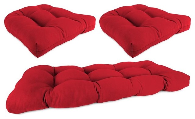 3 Piece Wicker Set, 1 Settee & 2 Seats, Red color