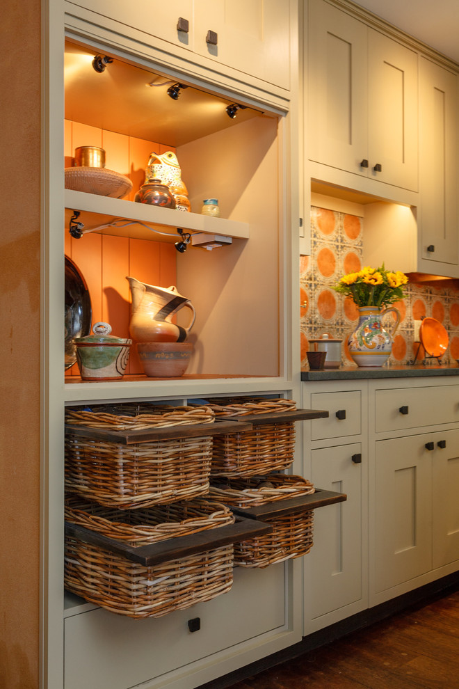 This is an example of an eclectic kitchen in Other with shaker cabinets.