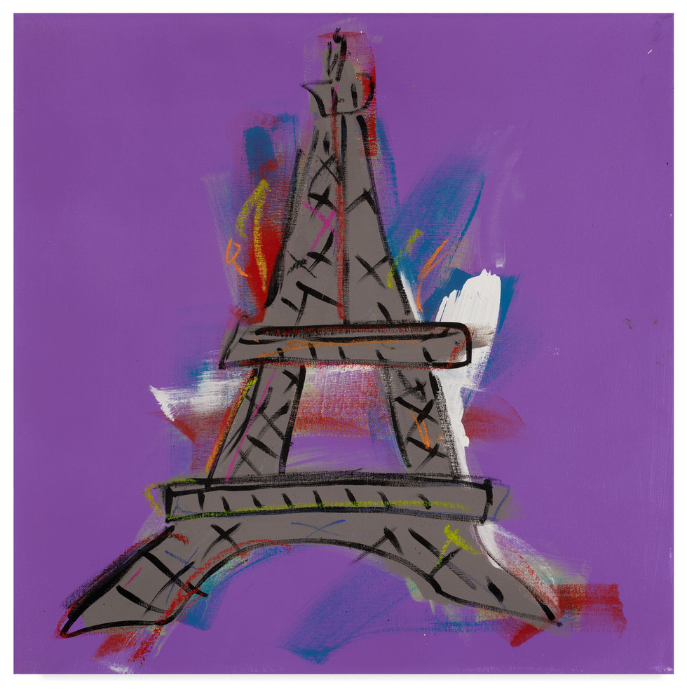 Brian Nash 'Eiffel Tower On Purple' Canvas Art