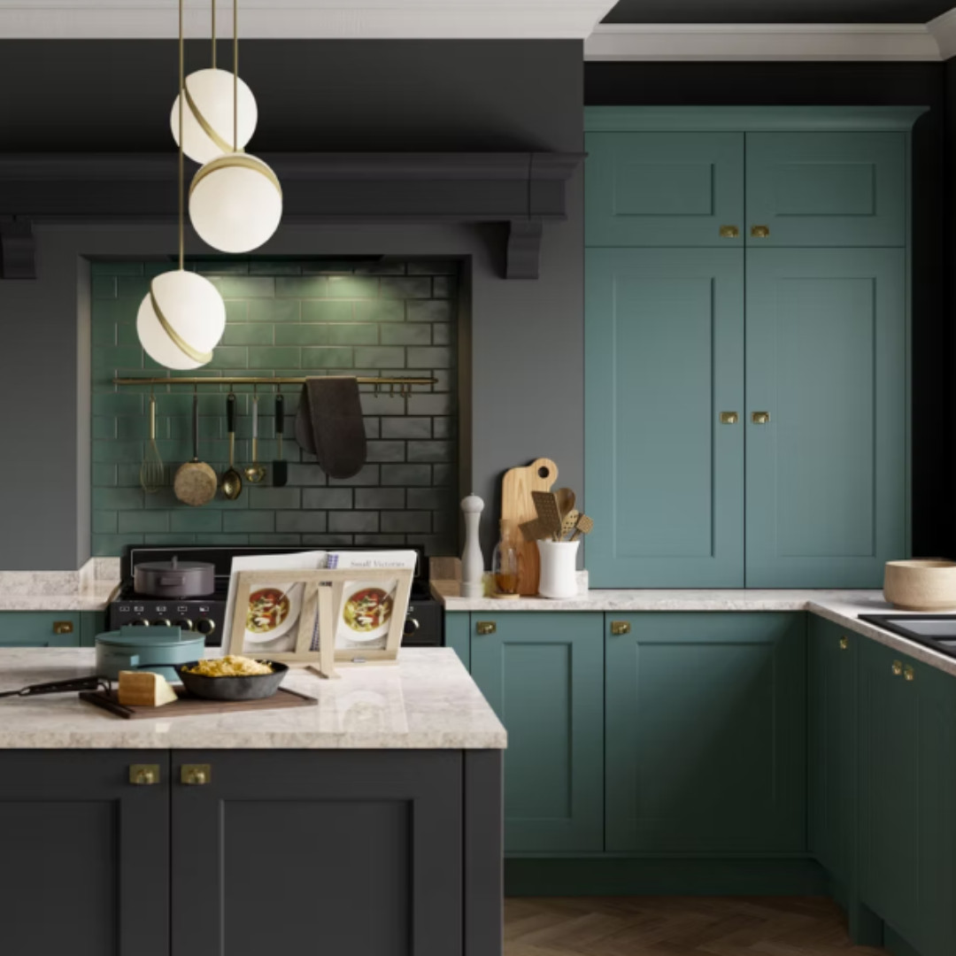 Smooth painted shaker kitchen door with clean framed panels and matte finish, ideal for modern kitchens in Leicester and Leicestershire