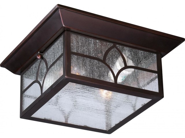 Stanton 2 Light Outdoor Flush Fixture With Clear Seed Glass, Clear