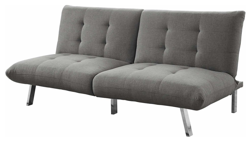 Futon Split Back Click Clack / Light Grey Linen Contemporary