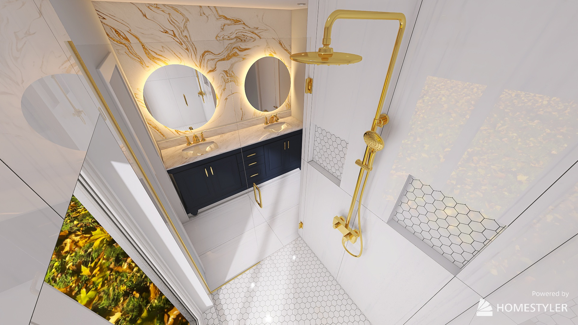 L shape bathroom