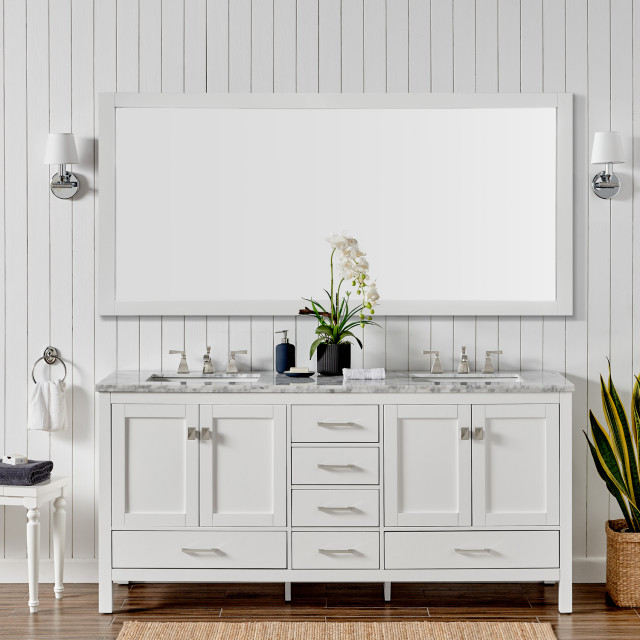 Eviva Aberdeen 84" White Bathroom Vanity Transitional Bathroom
