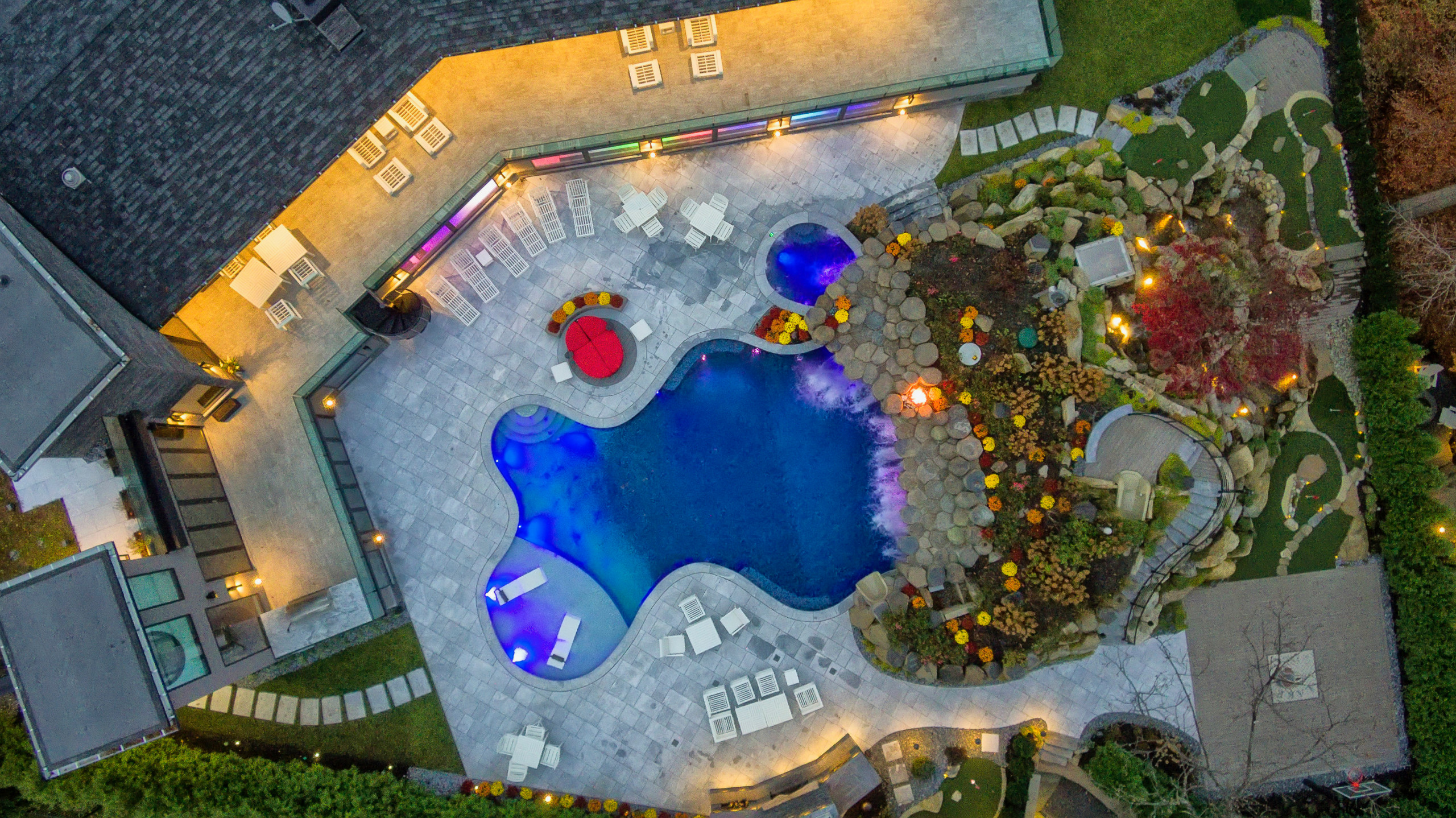 Backyard patio and lighting