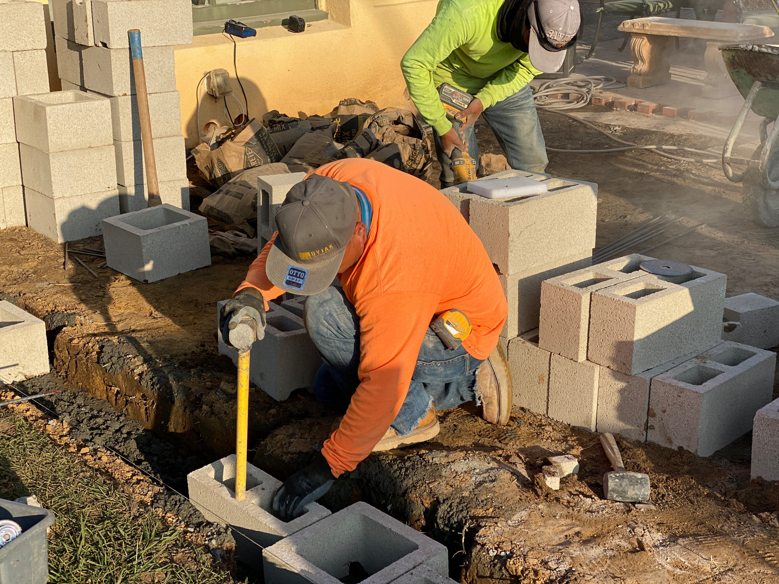 Building a Block Column and Wall in Point Loma