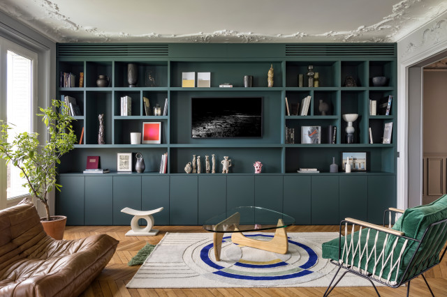 Biblioth&egrave;que contemporary-living-room