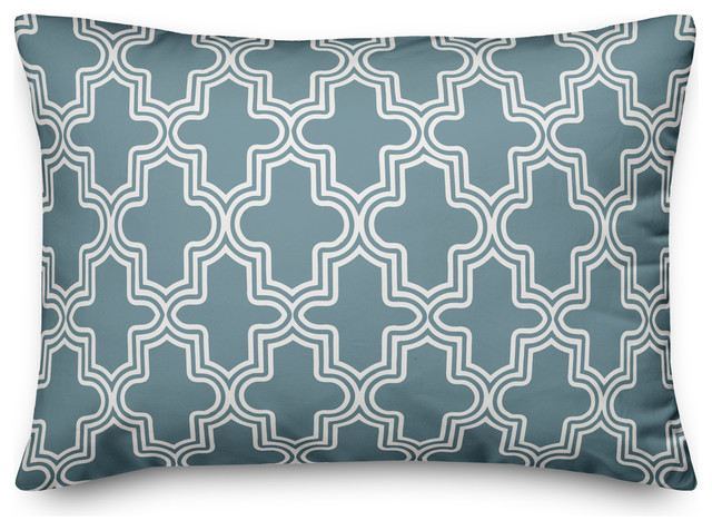 Sea Glass and White Moroccan Tile 14x20 Lumbar Pillow