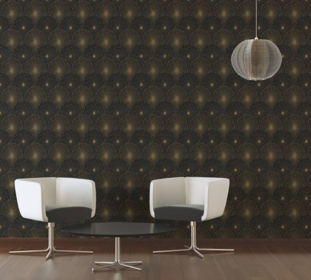 Image showcasing Modern Textured Wallpaper Art Deco Pattern, 1 Roll - Contemporary ...