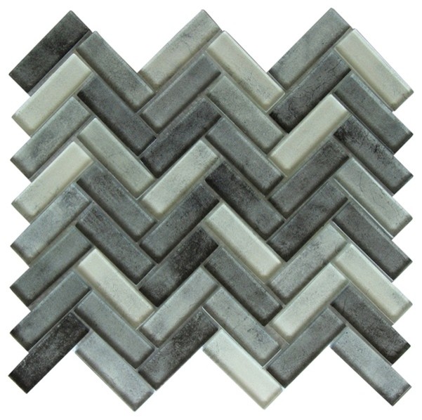 Misty Gray Herringbone Glass Mosaic Tile Traditional By Wall - Misty Sea Glass Backsplash Tile Misty Gray Herringbone Glass Mosaic Tile Traditional By Wall - Misty Sea Glass Backsplash Tile