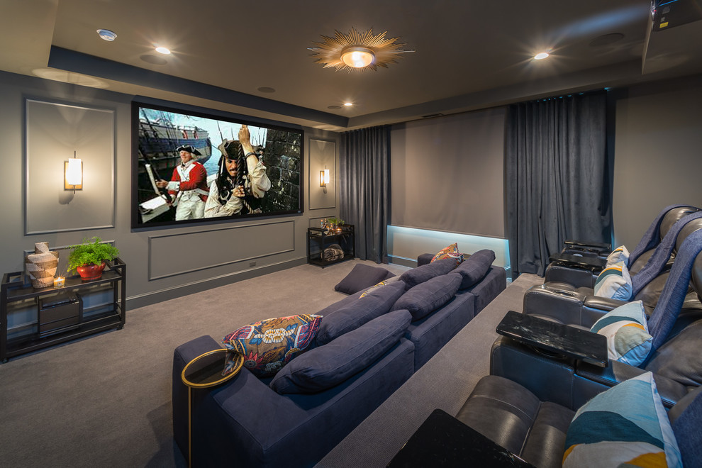 Beach style home theatre in Los Angeles.