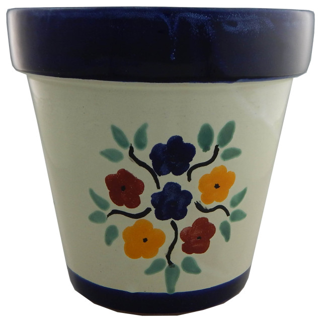 Mexican Ceramic Flower Pot Planter Folk Art Pottery Handmade Talavera 23