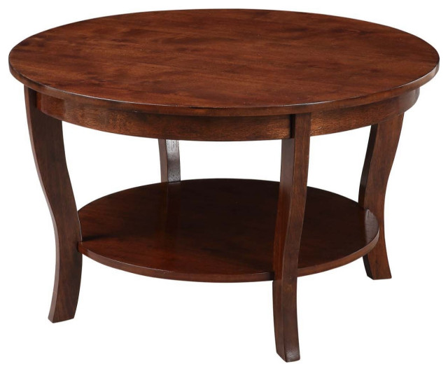 American Heritage Round Coffee Table With Shelf Transitional Coffee
