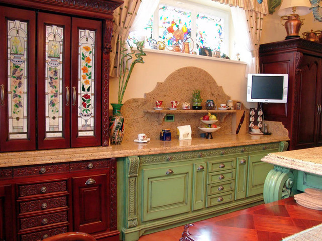 stained glass kitchen cabinet design