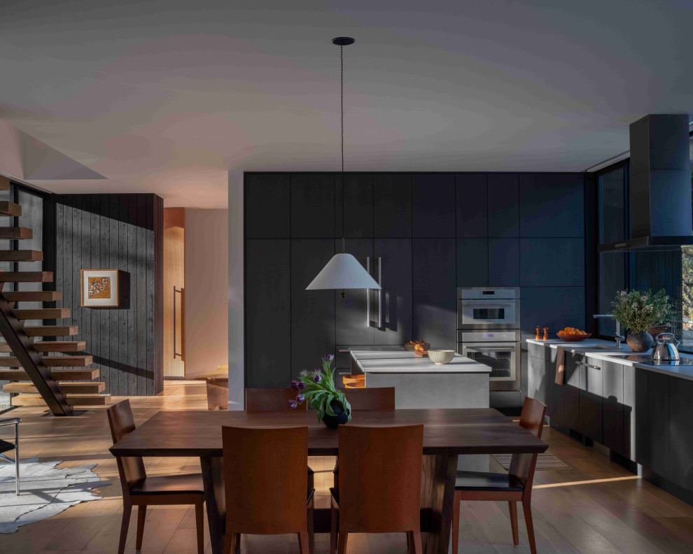 Example of a minimalist dining room design in Los Angeles
