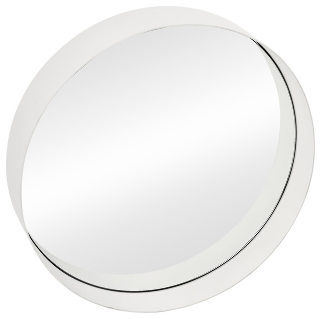 Round Brass Wall Mirror Matte White 50 Cm