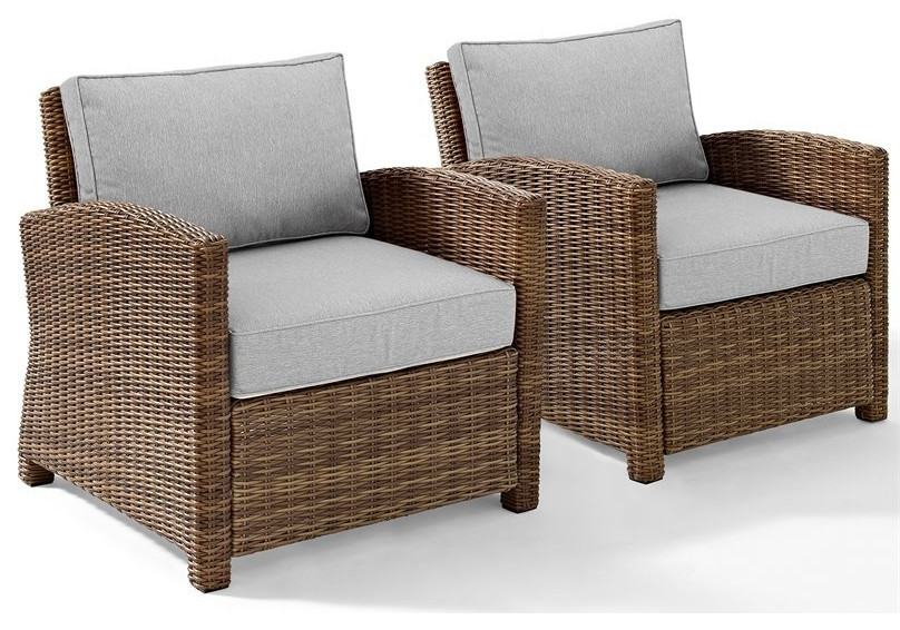 Crosley Furniture Bradenton Wicker / Rattan Patio Armchair in Brown