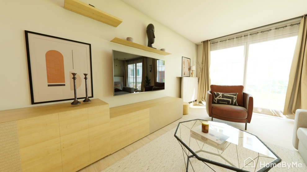 Idée de décoration pour une salle de séjour minimaliste de taille moyenne.