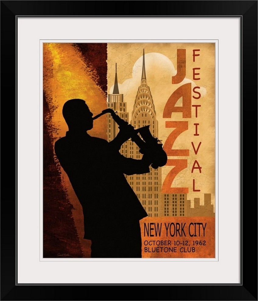 "1962 Jazz in NY" Black Framed Art Print, 24"x28"x1"