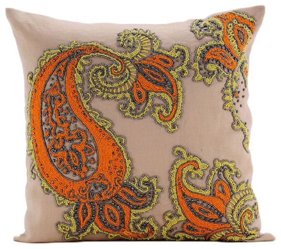 Indian Style Pillow Cotton White & Multicolor Frill Cushion Cover Home Decor 