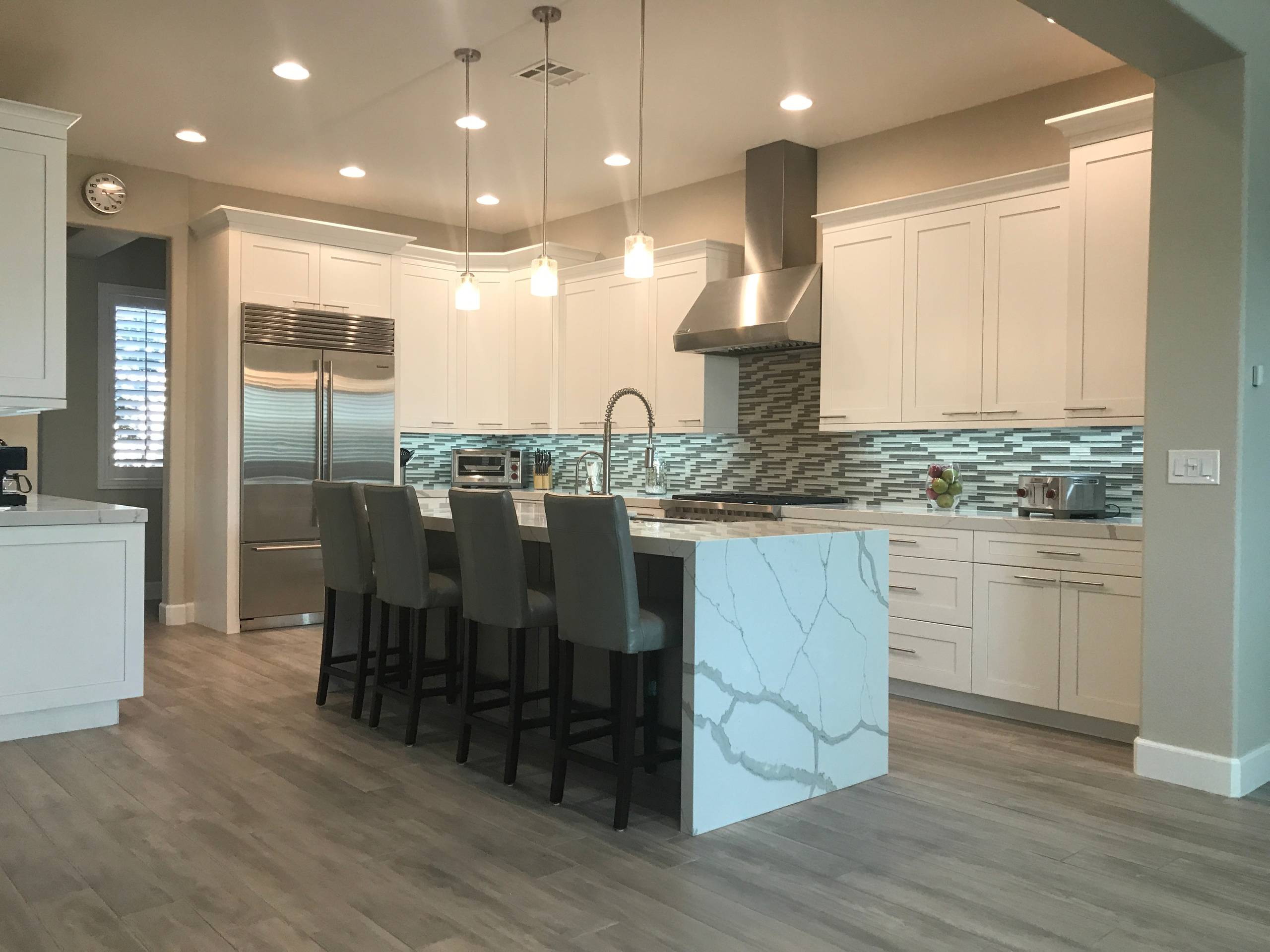 Kitchen with Waterfall Island