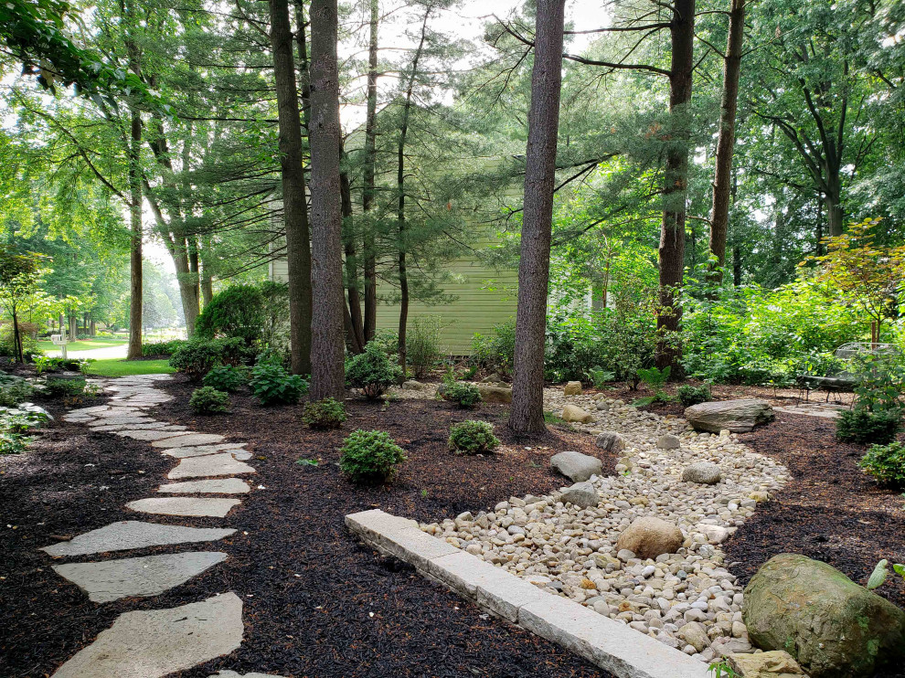 Inspiration for a large backyard river rock garden path in Columbus.