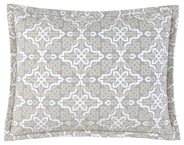 Company C Lennox Percale Quilted Sham, Pewter, King