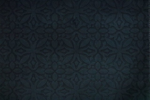 Sublime Embossed Velvet Morroccan Tile Upholstery Fabric, Navy