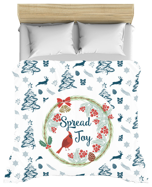 Spread Joy Blue Pattern Duvet Cover, King Contemporary Duvet Covers