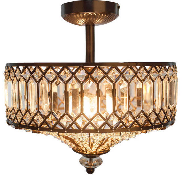 14 5 H Tiered Jeweled Glass Bronzed Metal Semi Flush Mount Lighting 14 5 H Tiered Jeweled Glass Bronzed Metal Semi Flush Mount Lighting Fixture