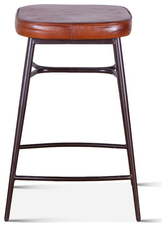 Hudson Backless Leather Counter Stool Contemporary Bar Stools And