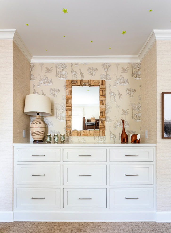 Kids' room - mid-sized traditional gender-neutral carpeted kids' room idea in Los Angeles with beige walls
