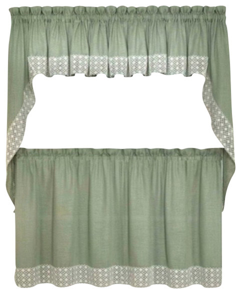 Salem Kitchen Curtain, Sage, 24" Tier