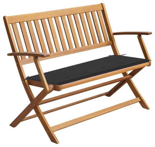 Vidaxl Garden Bench With Cushion 47.2" Solid Acacia Wood Transitional