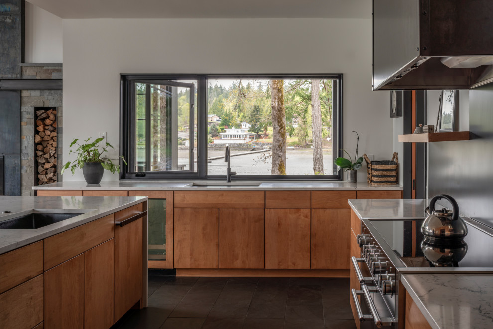 Example of a mountain style kitchen design in Seattle