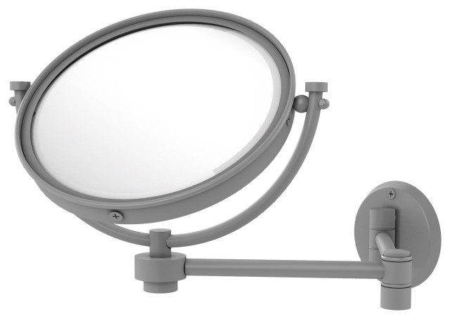 8" Wall-Mount Extending Make-Up Mirror 4X Magnification, Matte Gray