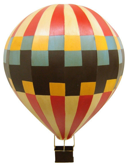 Colorful Checks Hot Air Balloon Wall Sculpture, Retro Art Unique