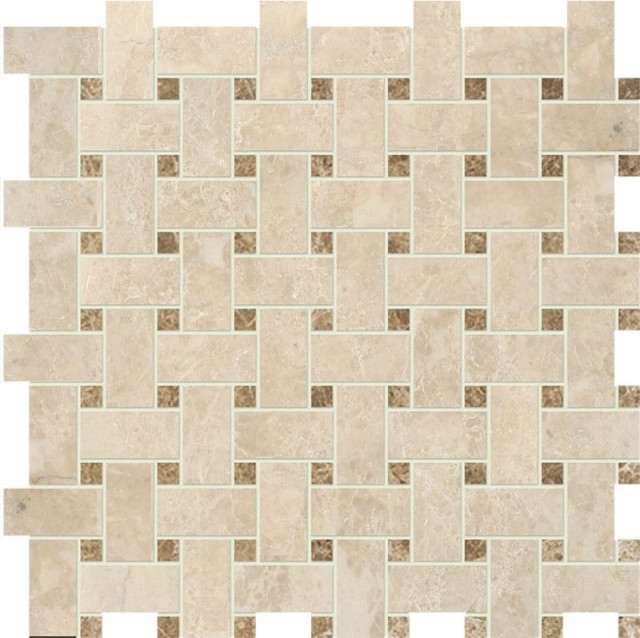 12"x12" Cappuccino Polished Basket Weave Classic Mosaic