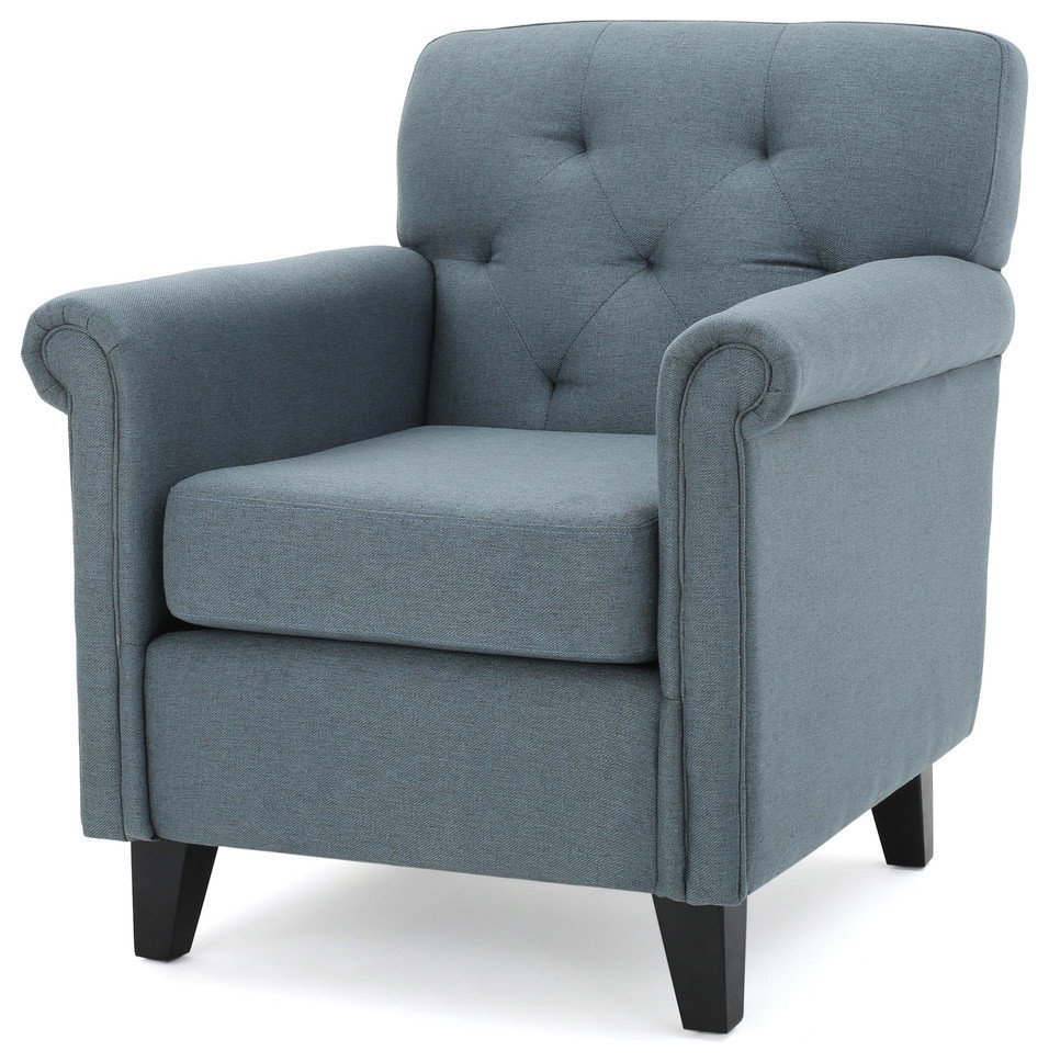 GDF Studio Ashton Tufted Back Fabric Club Chair, Blue Gray